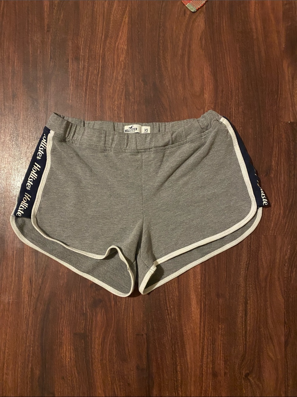 Hollister Gray Athletic Shorts with Navy Side Panels